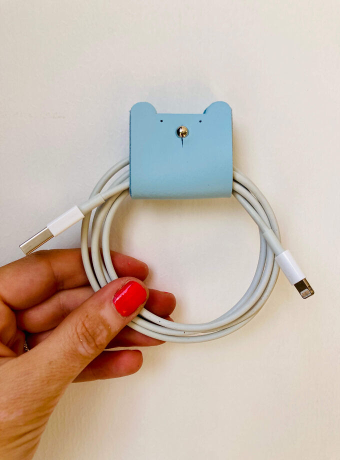 Leather-bear-cord-tidy-blue-bear